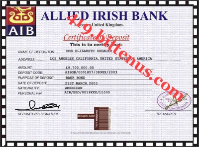 AIB Certificate of Deposit